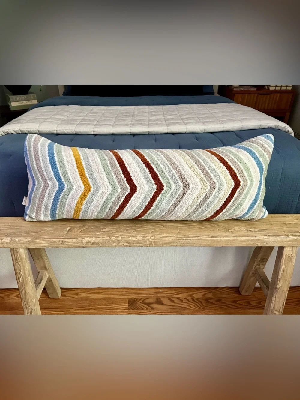 Sunday Citizen Snug Lumbar Pillow 14x36 Mineral Cusco Chevron Pattern EUC Rare